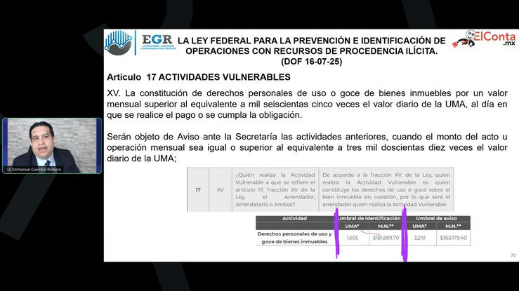 Mie. 19 Ago. Lavado de Dinero. Nuevas Reglas LFPIORPI 2026 high